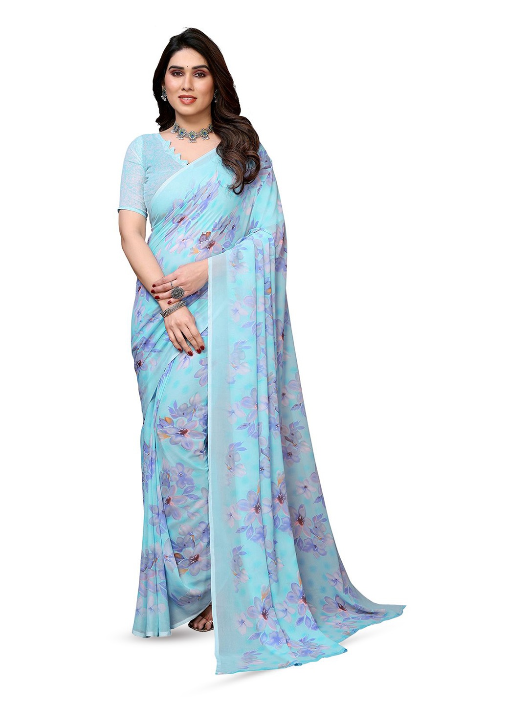 

Moda Rapido Floral Printed Saree, Blue