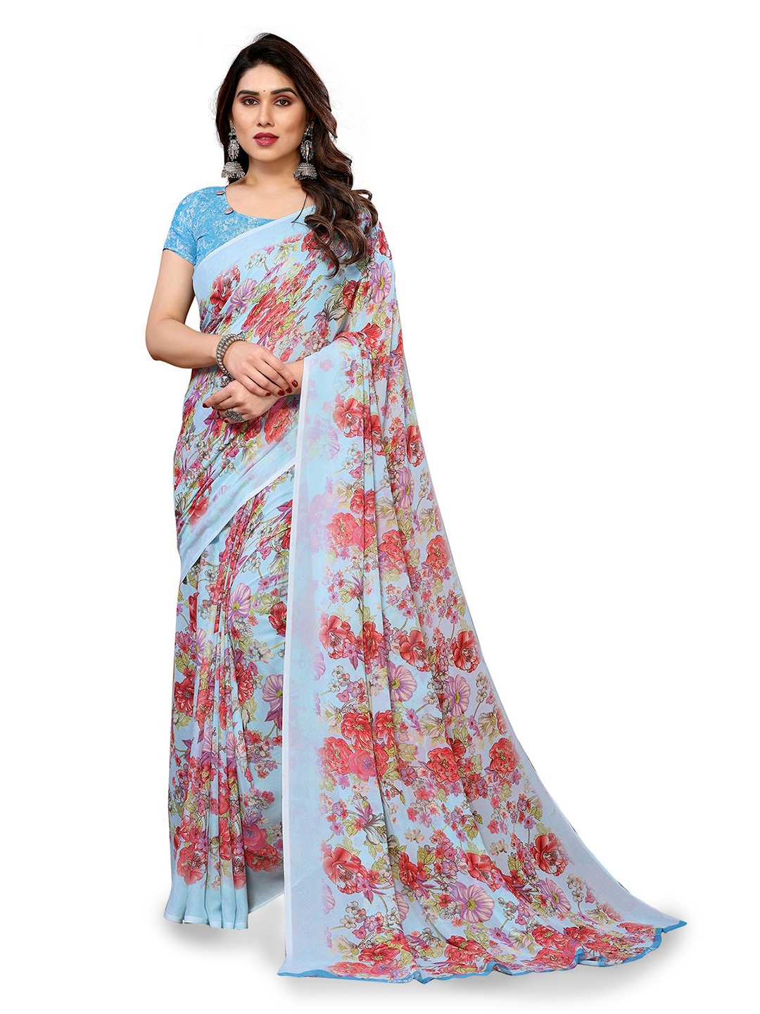 

Moda Rapido Floral Saree, Blue