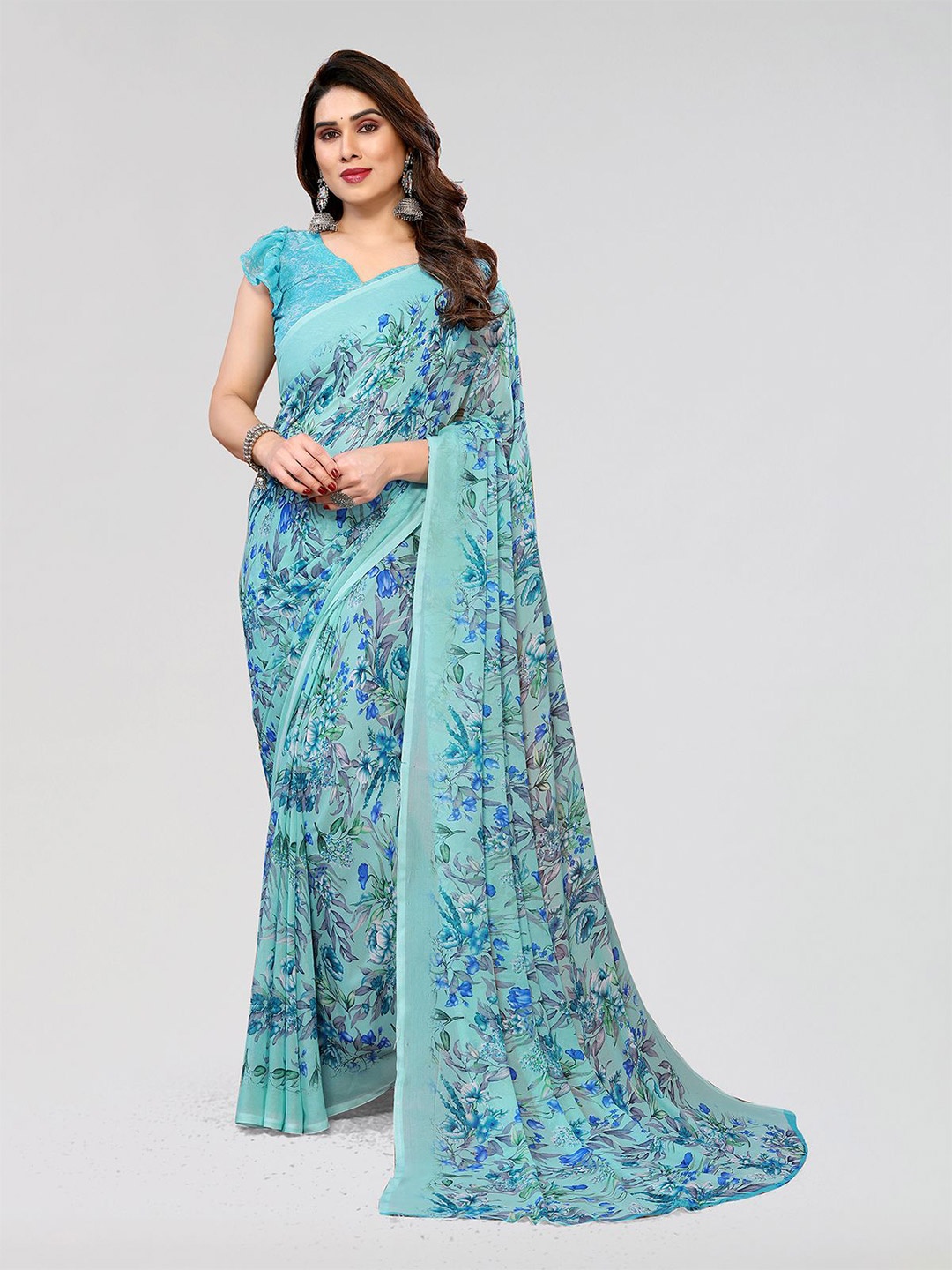 

Moda Rapido Floral Printed Daily Wear Saree, Blue