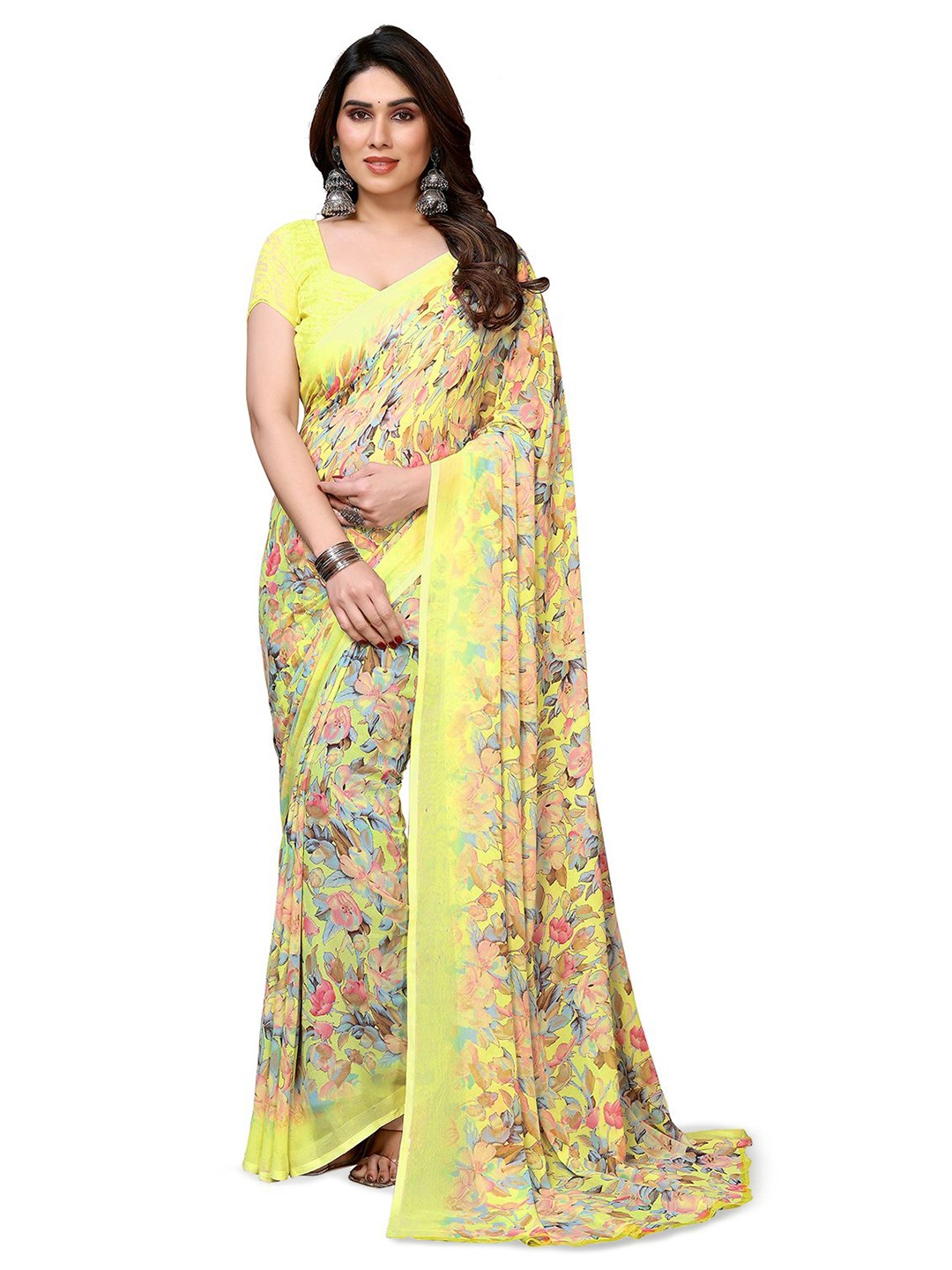 

Moda Rapido Floral Saree, Yellow