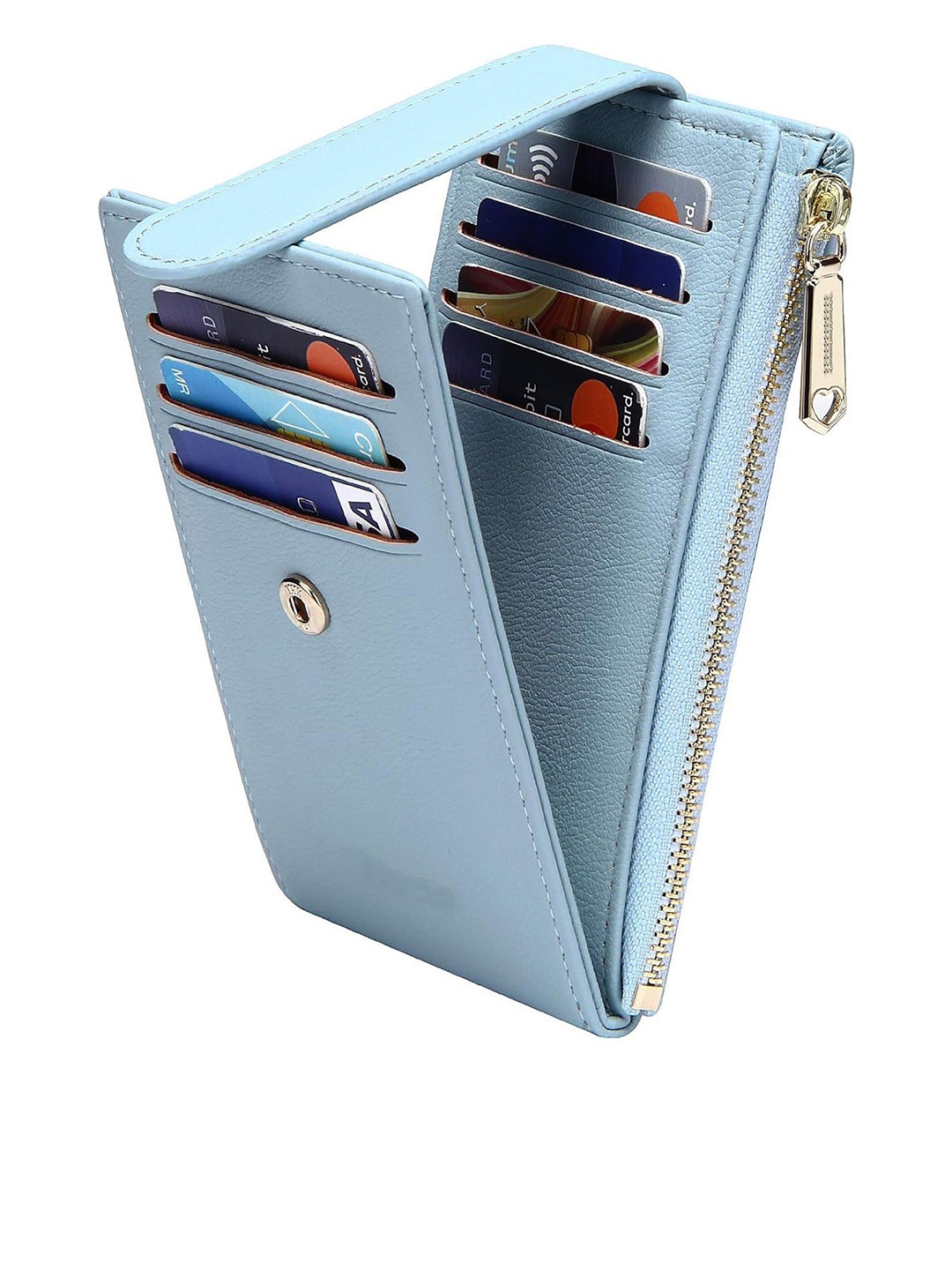

VOGARD Unisex Leather Zip Around Wallet, Blue