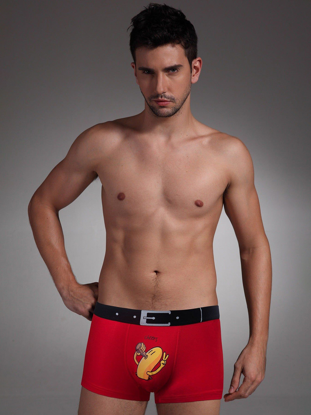 

PANTEAZY Men Stylish Printed Stretchable Boxer Style Briefs KEV-SM01-FRP-BR-R-M, Red