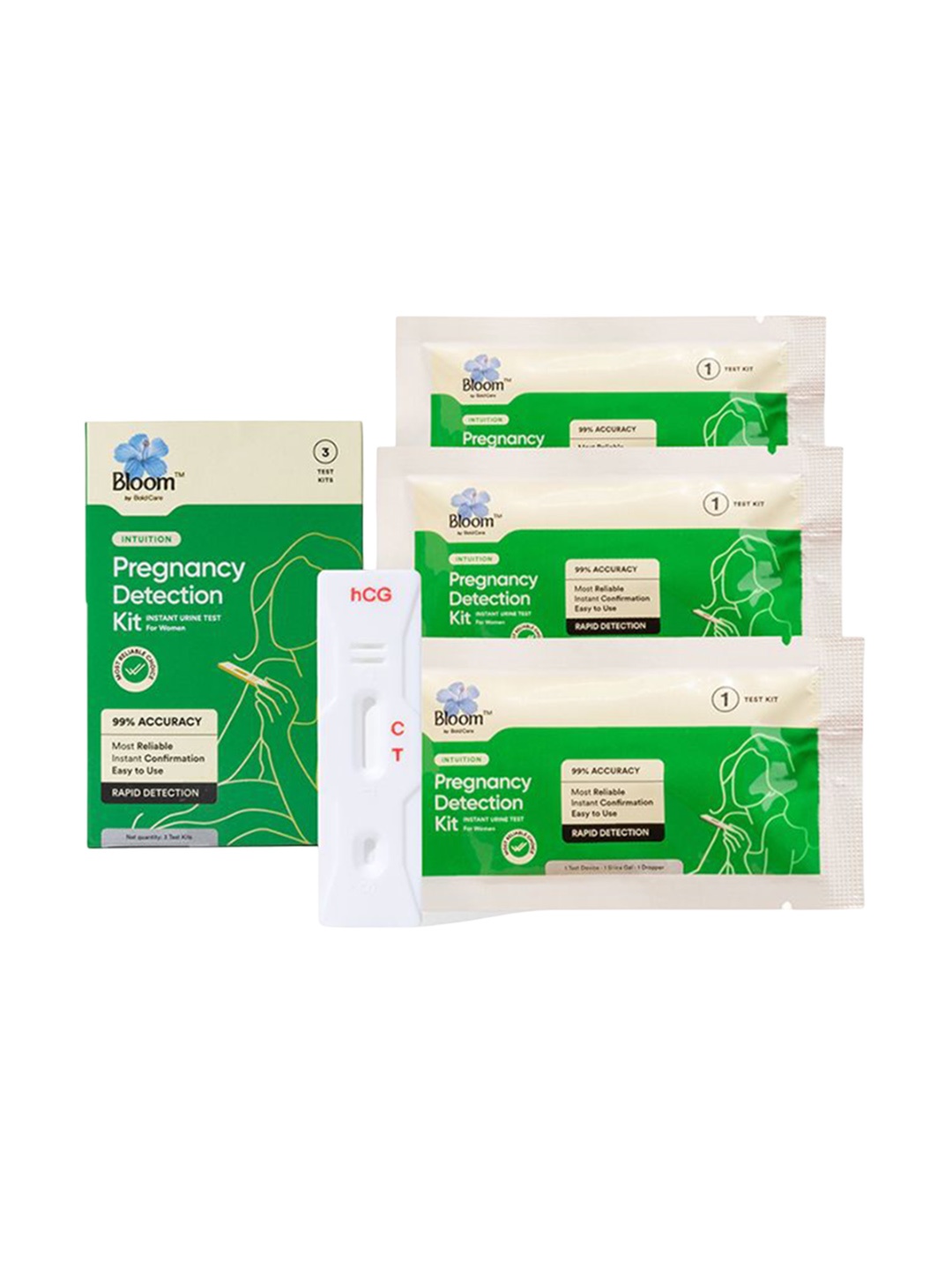 

Bloom Set of 3 Pregnancy Test Kit With Rapid Urine Test For Pregnancy Detection, Green