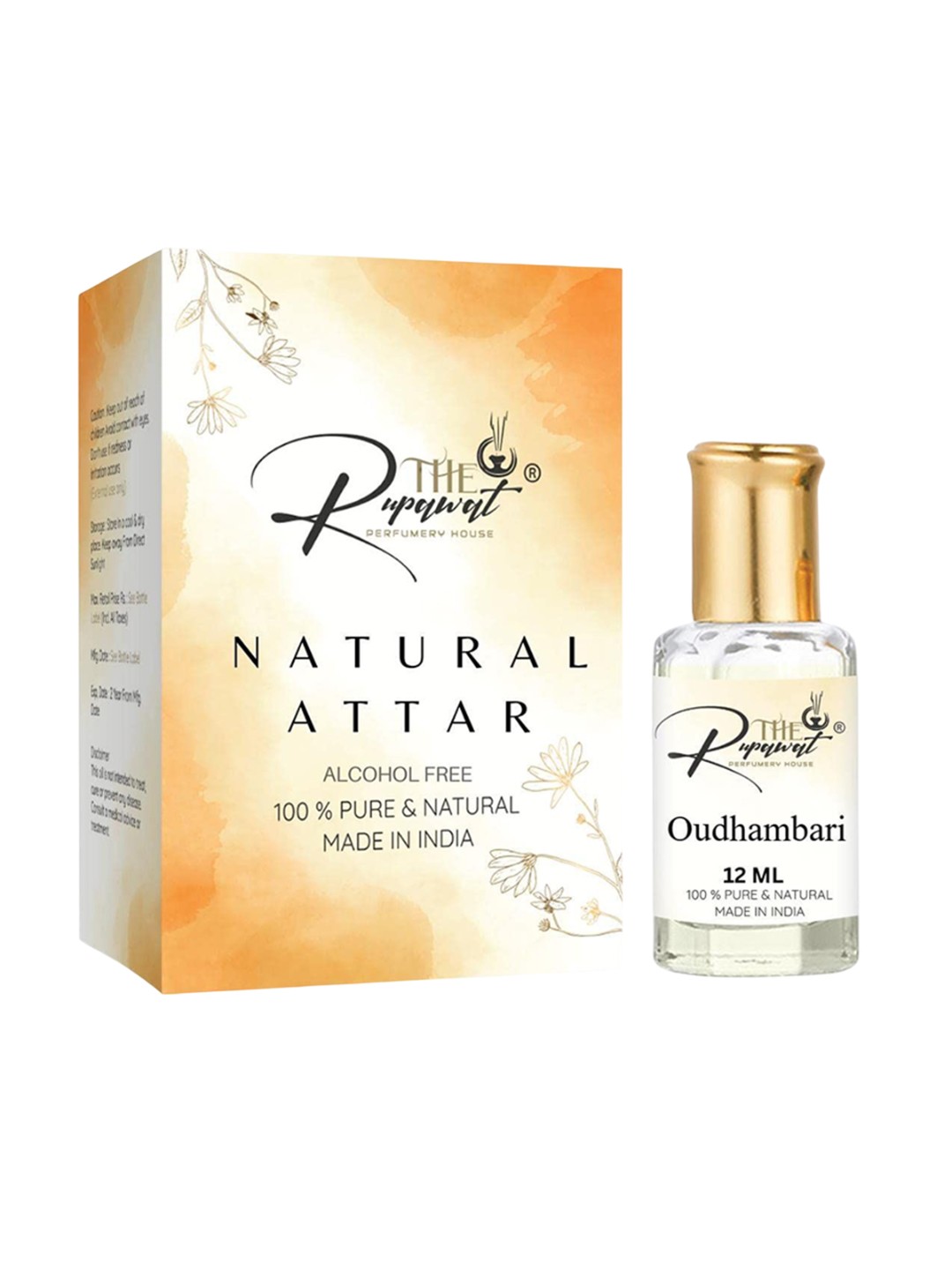

THE RUPAWAT Perfumery House Oudhambari 100% Natural & Alcohol Free Attar - 12 ml, Transparent