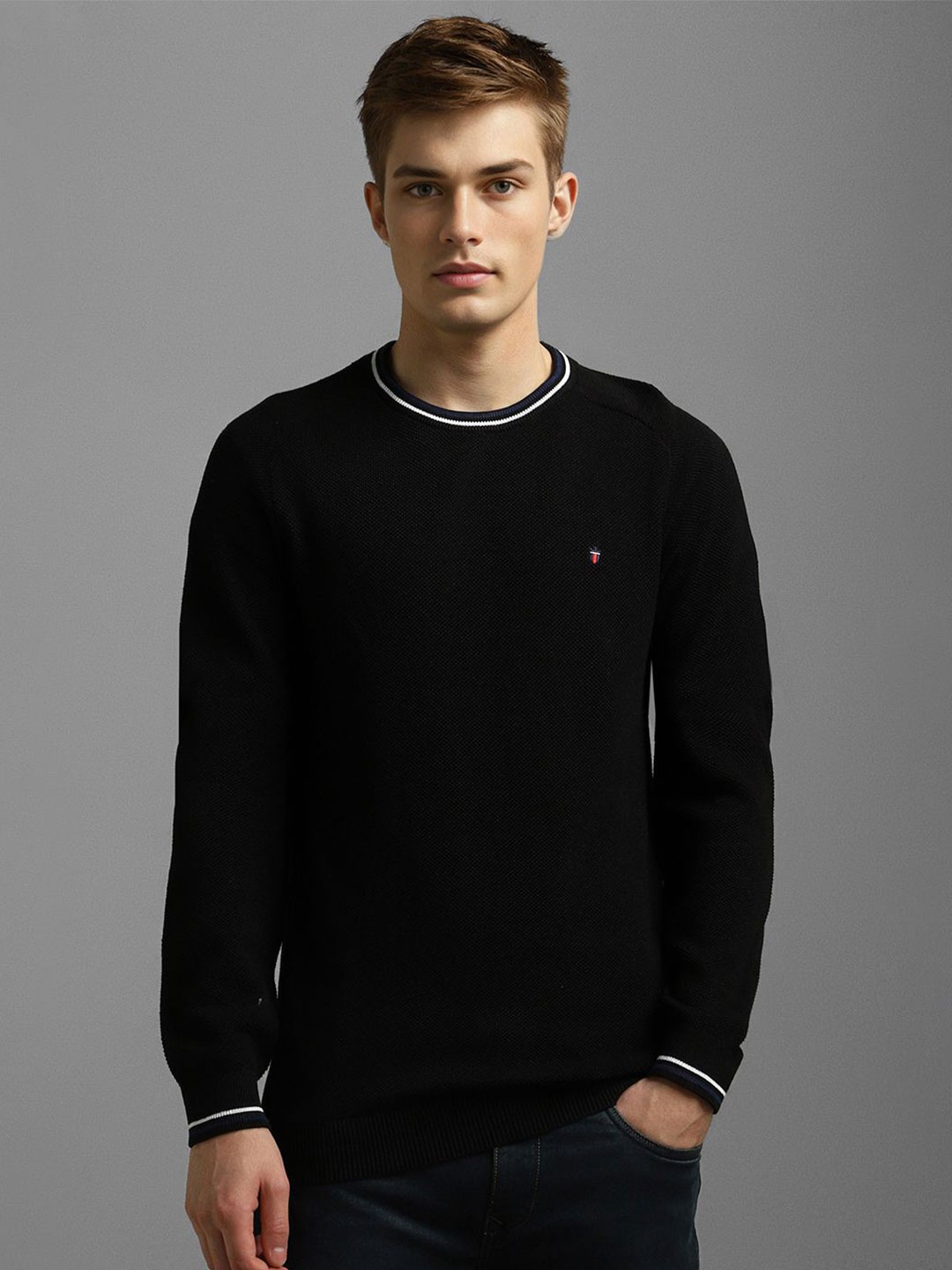 

Louis Philippe Sport Men Pullover Cotton Sweater, Black