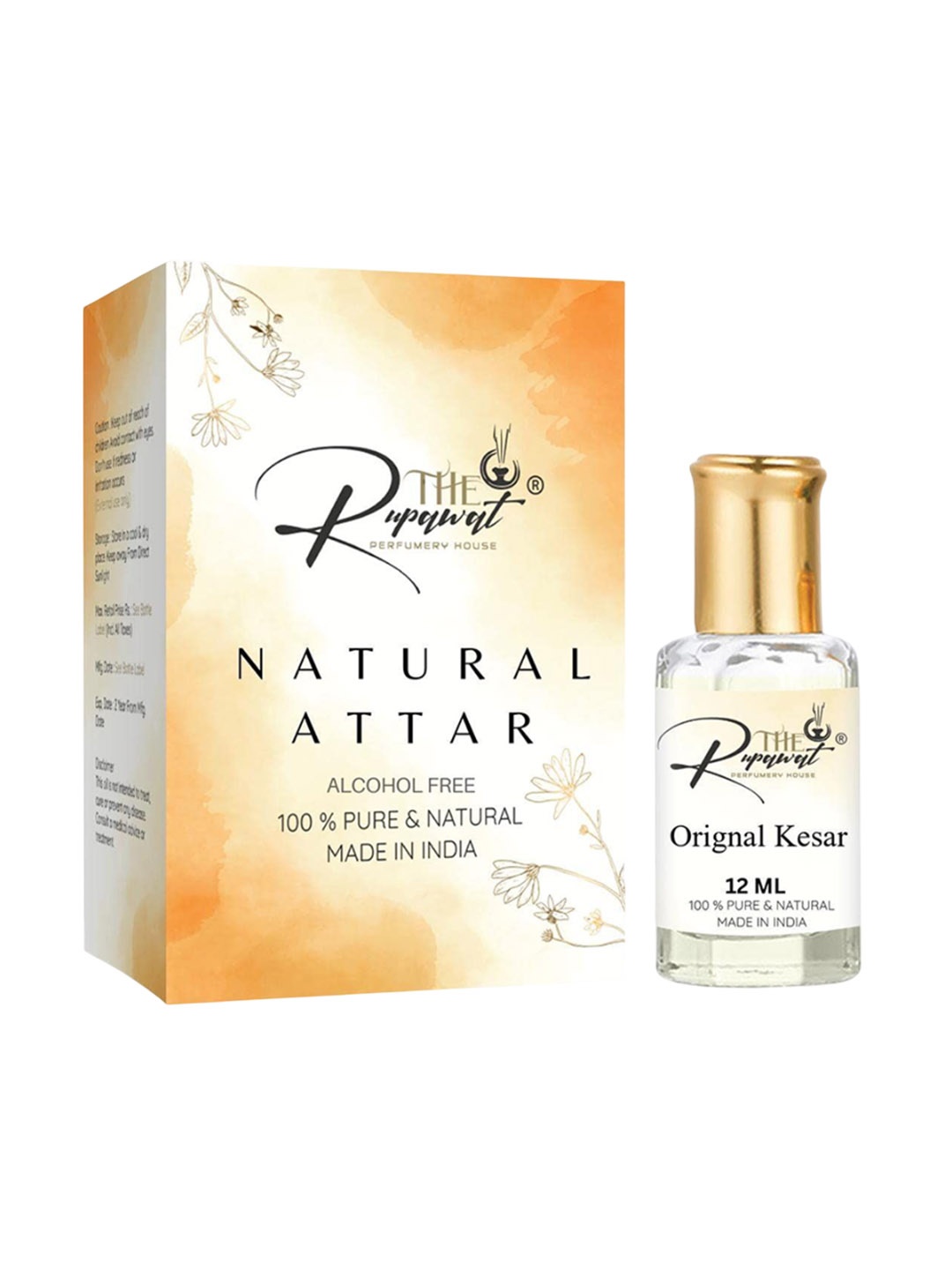 

THE RUPAWAT Perfumery House Orignal Kesar 100% Pure & Natural Alcohol Free Attar - 12 ml, Transparent