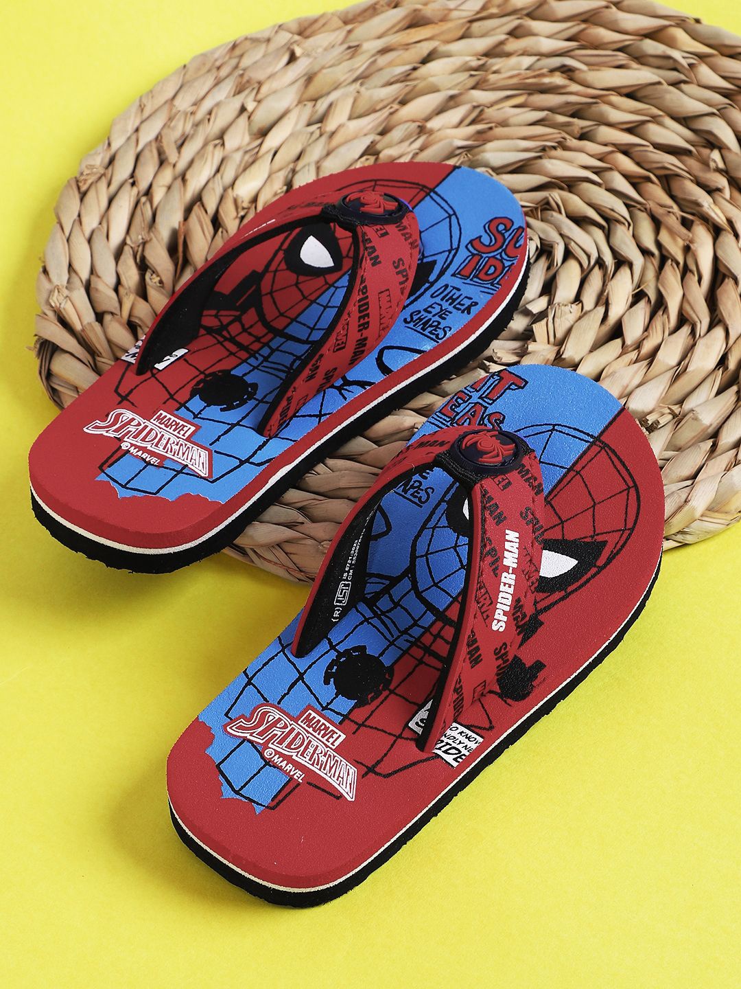 

Kids Ville Boys Spiderman Printed Thongs Flip Flops, Red