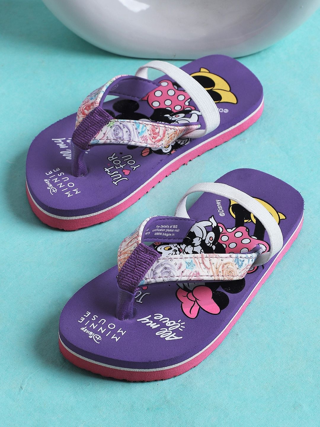 

Kids Ville Girls Minnie Printed Thongs Flip Flops, Purple