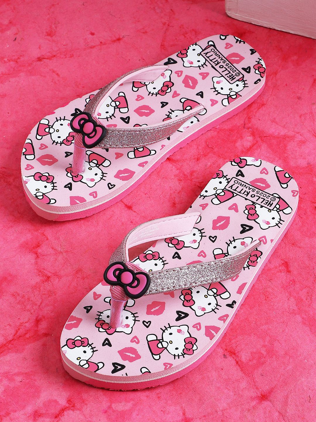 

Kids Ville Girls Hello Kitty Printed Thongs Flip Flops, Pink