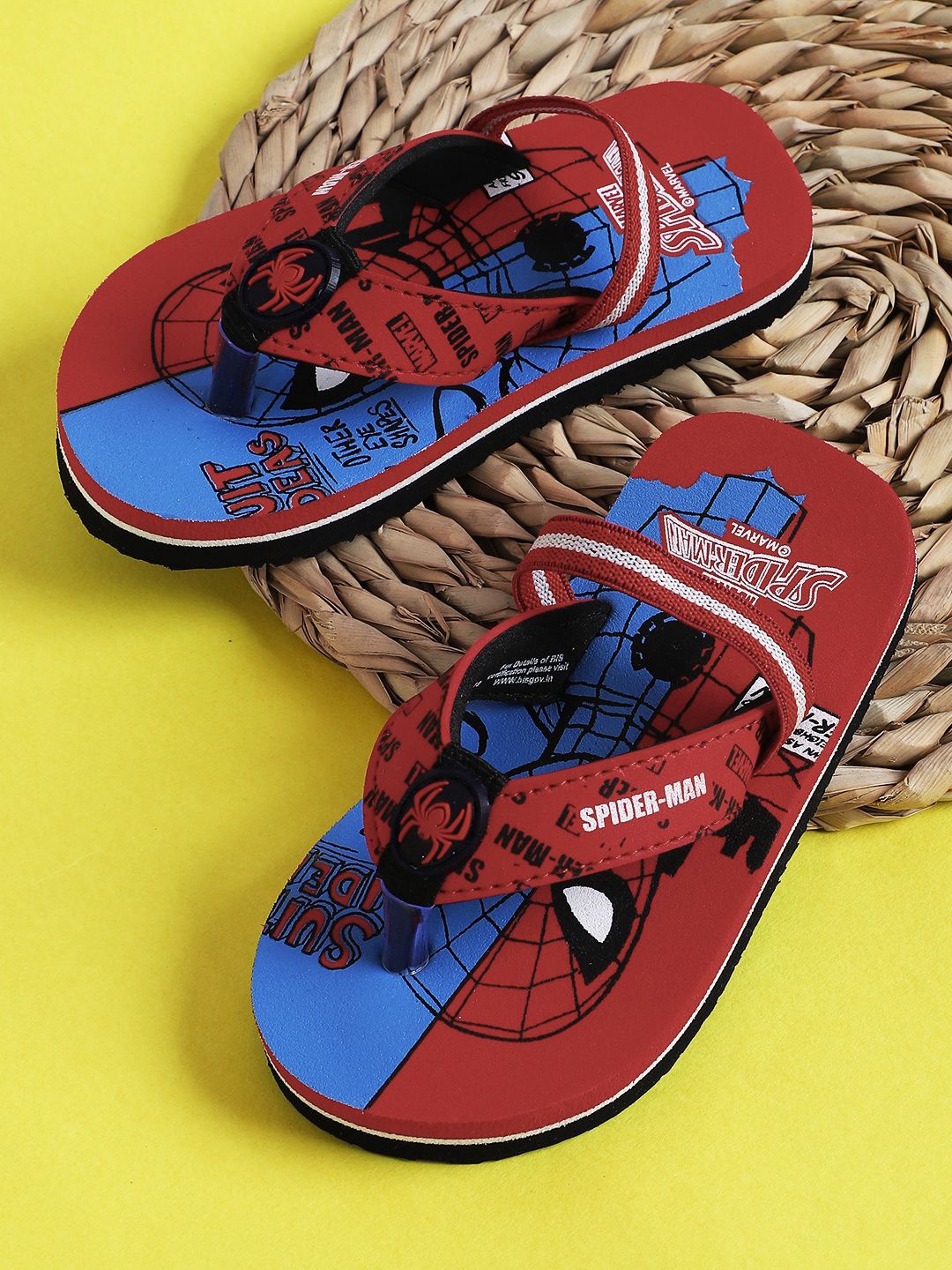 

Kids Ville Boys Spiderman Printed Thongs Flip Flops, Red