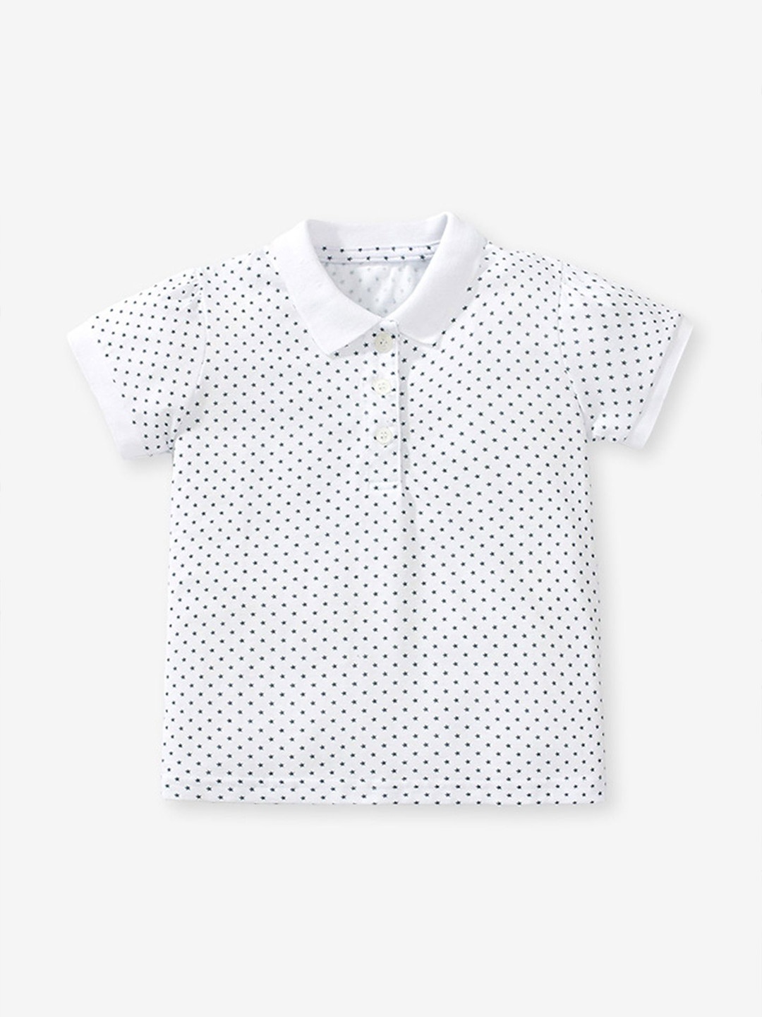 

LULU & SKY Kids-Girls Polka Dot Print Cotton Shirt Style Top, White