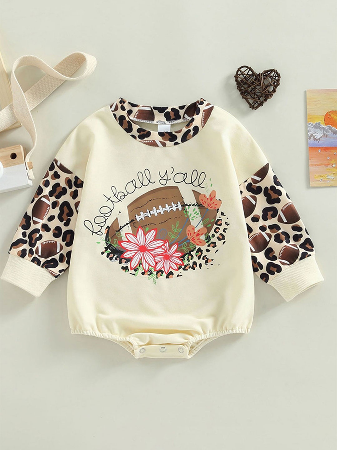 

LULU & SKY Girls Printed Cotton Bodysuit, Off white