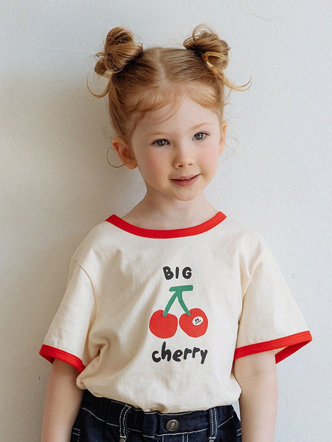 

LULU & SKY Girls Printed Cotton Tshirts, Off white
