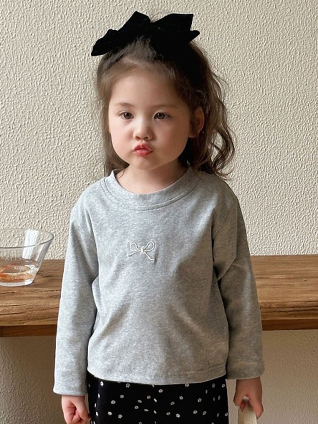 

LULU & SKY Girls Round Neck Long Sleeves Regular Fit T-shirt, Grey