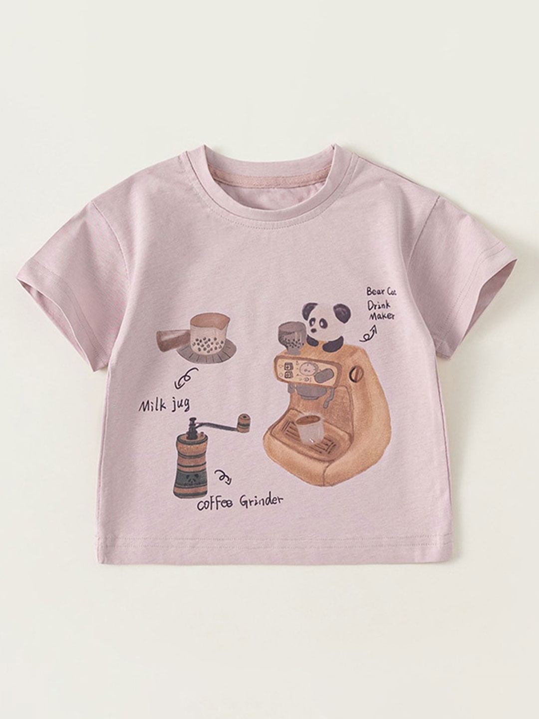 

LULU & SKY Girls Graphic Printed Regular Fit Pure Cotton T-shirt, Pink
