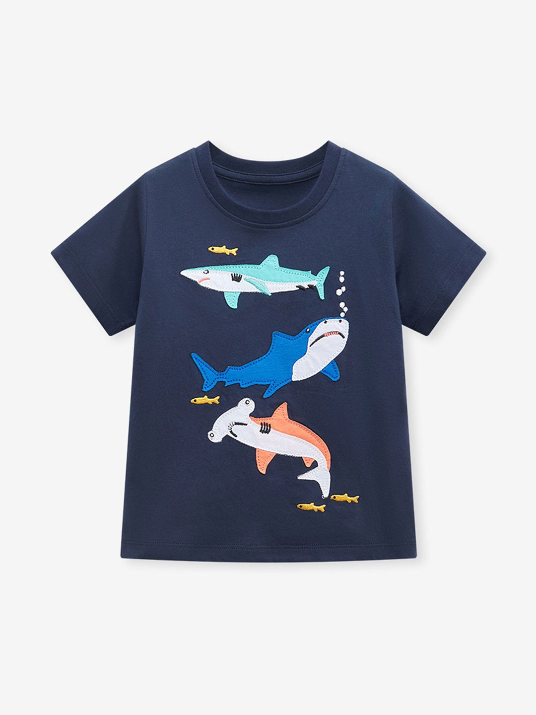 

LULU & SKY Girls Printed Cotton Tshirts, Navy blue