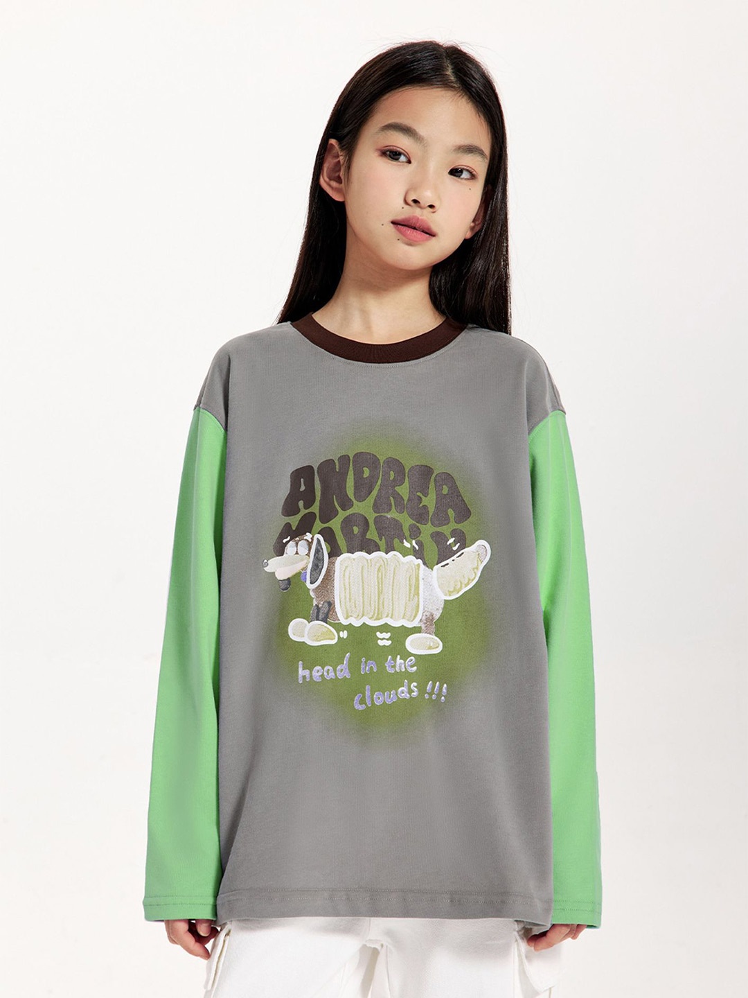

LULU & SKY Girls Printed Cotton Tshirts, Green