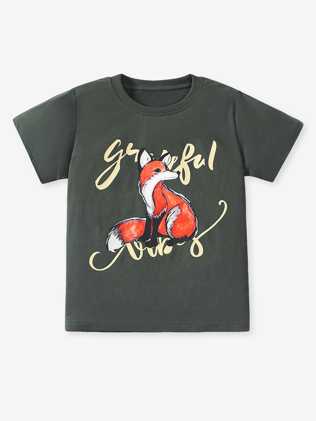 

LULU & SKY Girls Printed Cotton Tshirts, Grey
