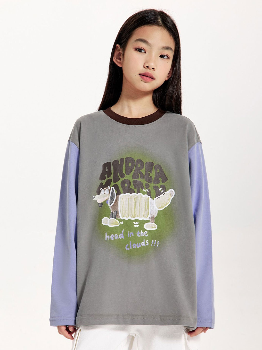

LULU & SKY Girls Printed Cotton Tshirts, Purple