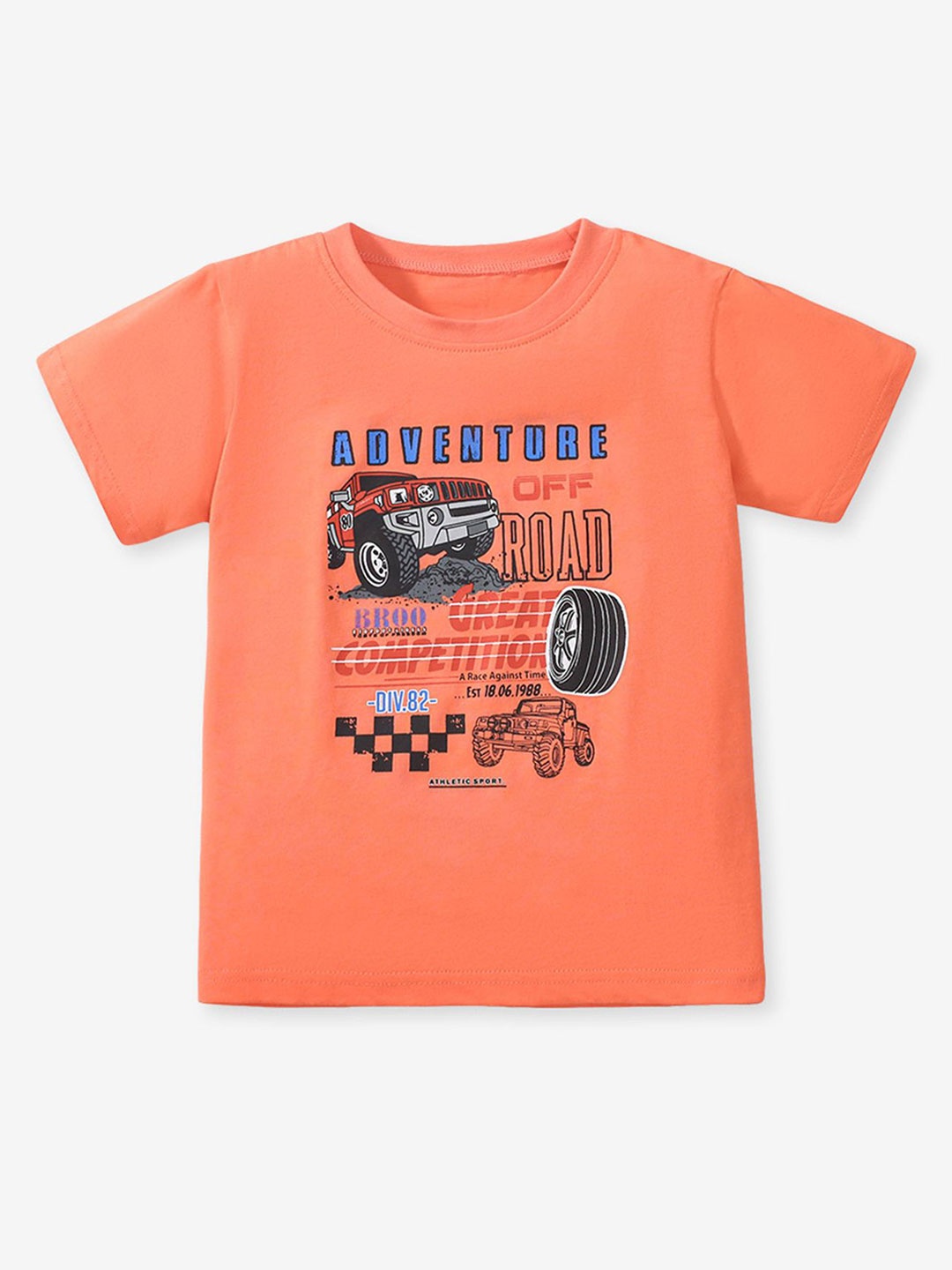 

LULU & SKY Girls Printed Cotton Tshirts, Orange