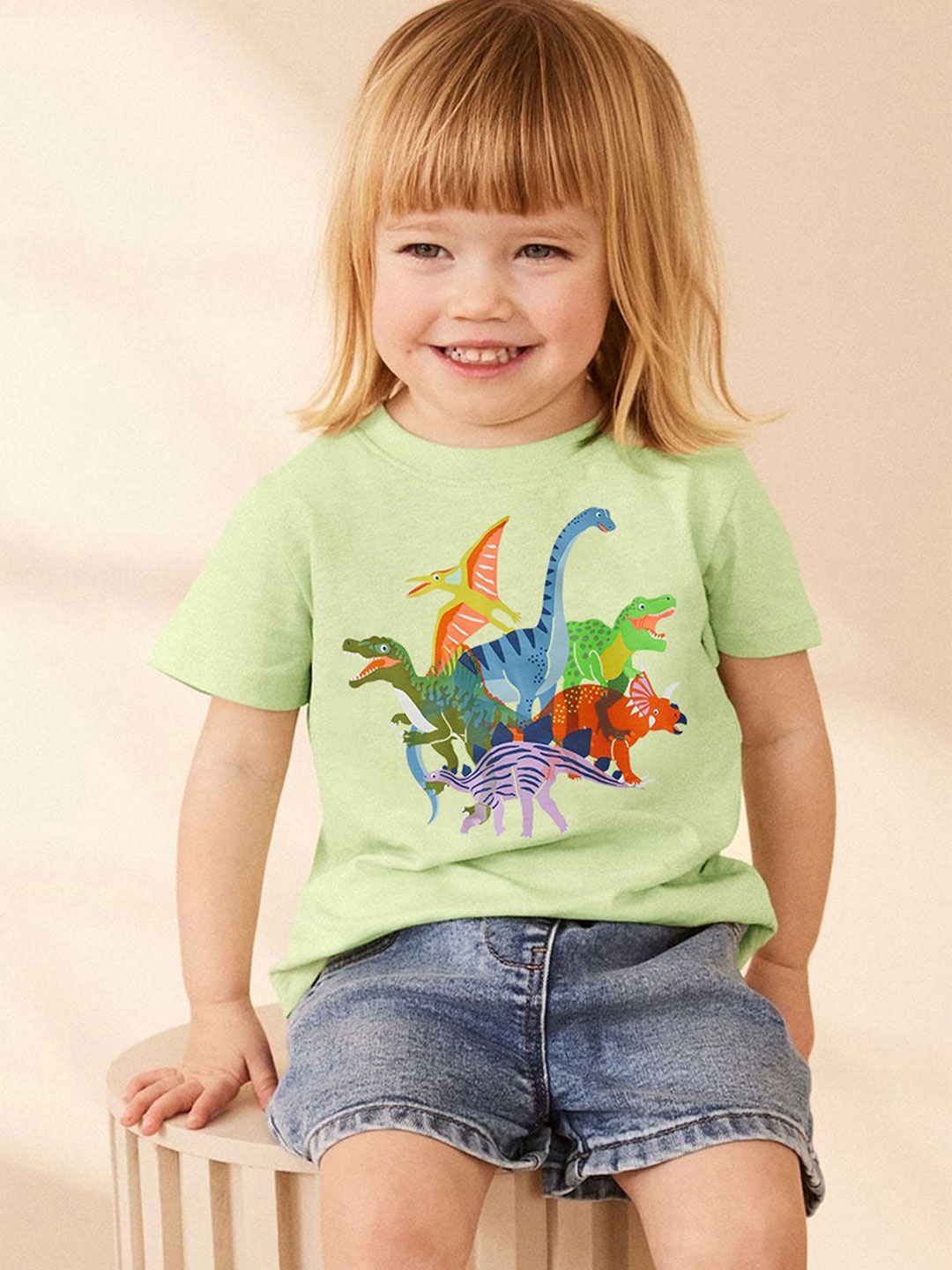 

LULU & SKY Girls Printed Cotton Tshirts, Green