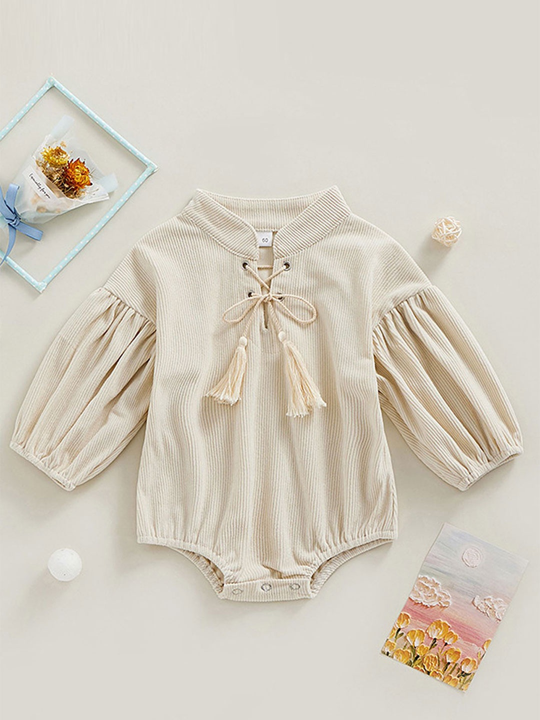 

LULU & SKY Girls Tie-Up Neck Bodysuit, White