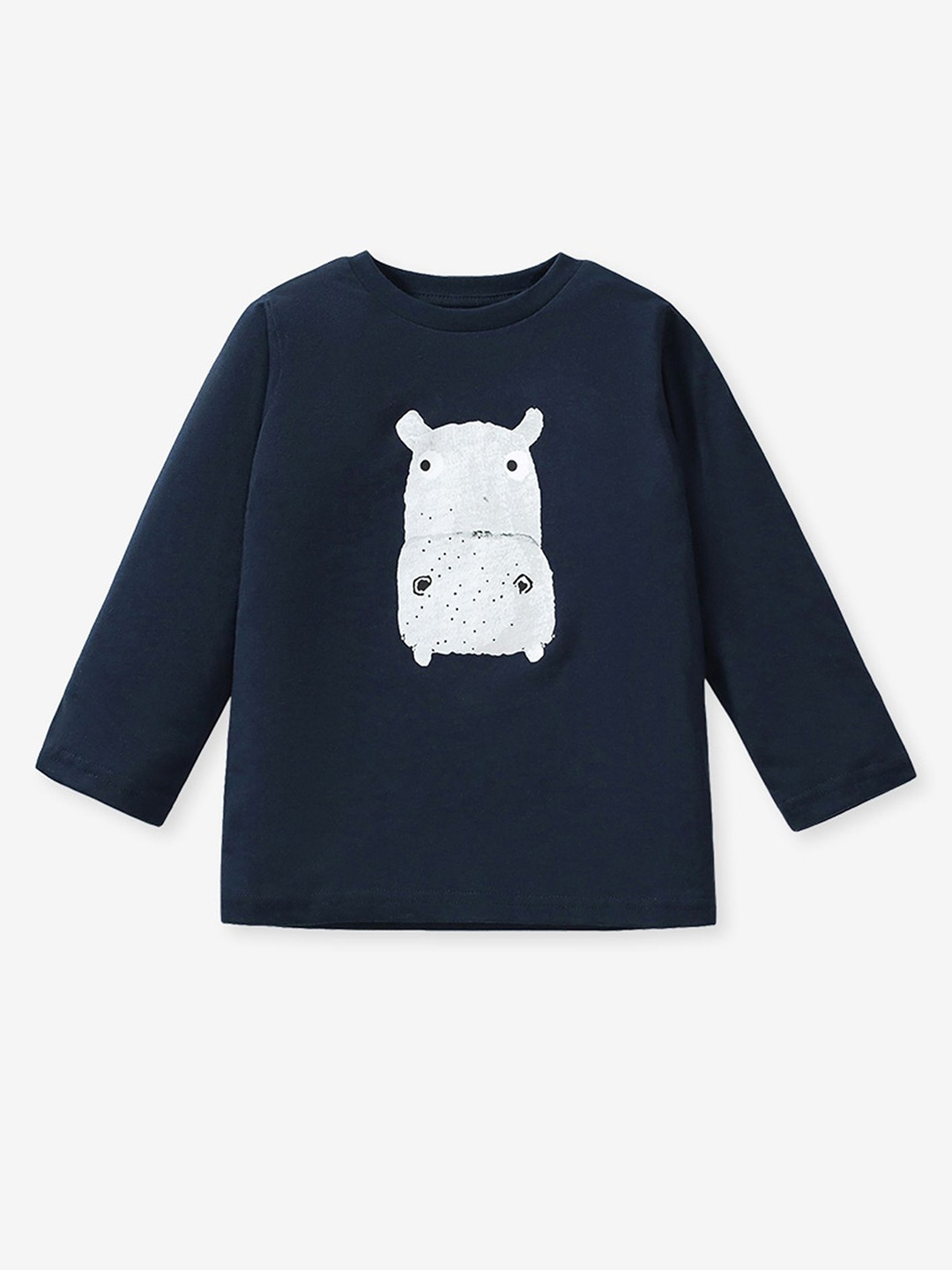 

LULU & SKY Girls Printed Cotton Top, Navy blue