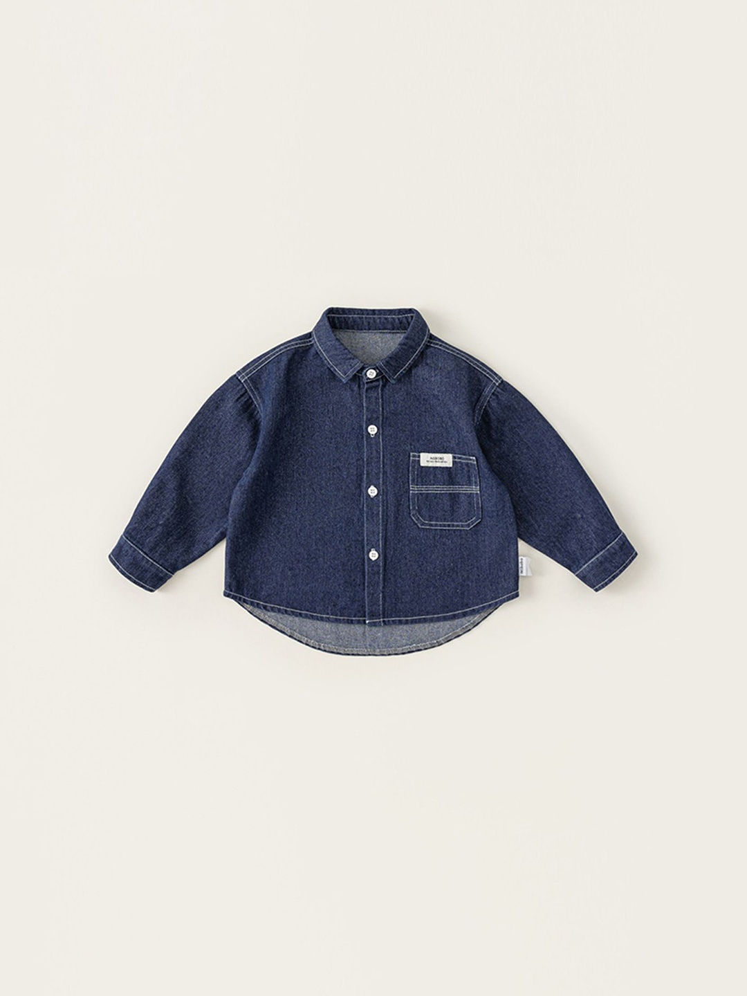 

LULU & SKY Boys Relaxed Fit Spread Collar Solid Cotton Casual Shirt, Navy blue