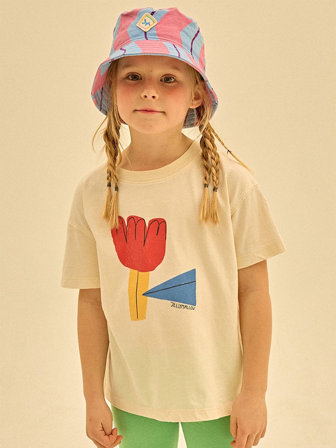 

LULU & SKY Girls Printed Round Neck Top, Cream