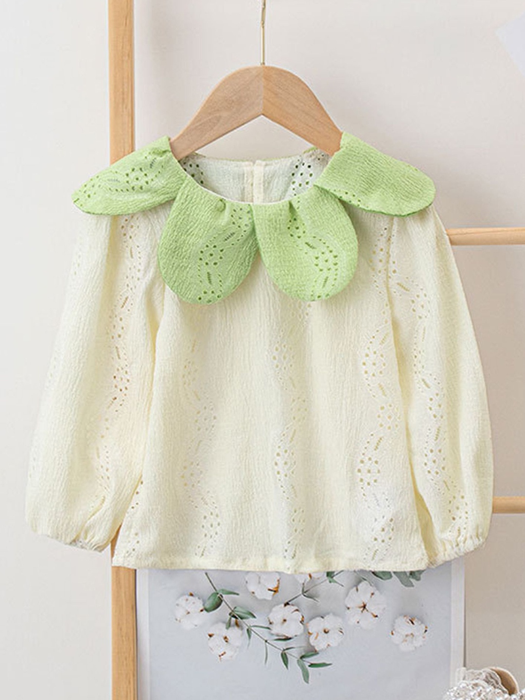 

LULU & SKY Girls Round Neck Cotton Blouson Top, Green