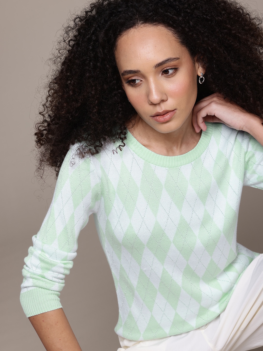 

The Roadster Lifestyle Co. Argyle Checked Pullover, Sea green