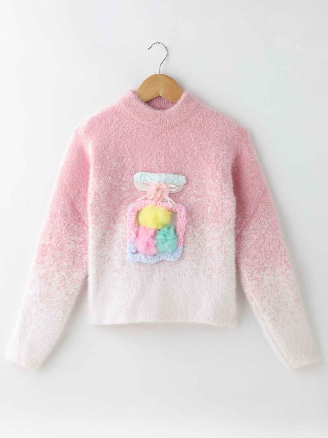 

Lagorii Girls Full Sleeves With Embroidery And Floral Embellishment Pullover - Pink