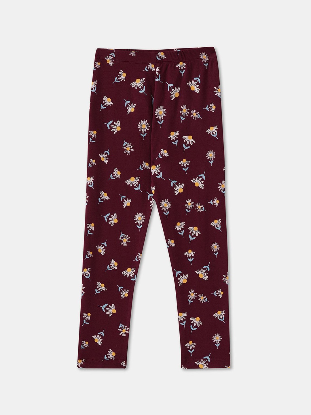 

R&B Girls Printed Ankle-Length Leggings, Maroon