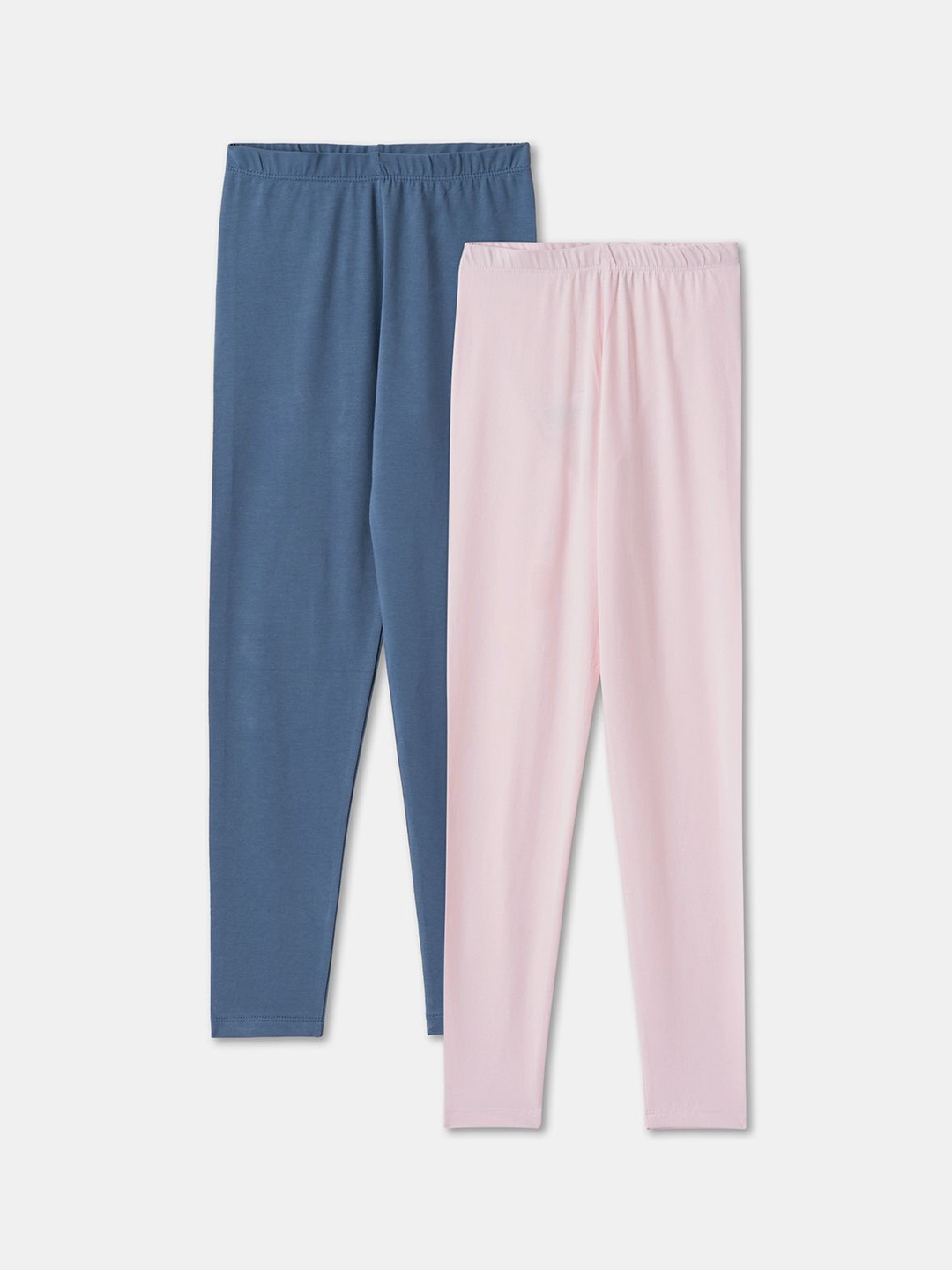

R&B Girls Pack Of 2 Cotton Mid-Rise Ankle-Length Leggings, Pink
