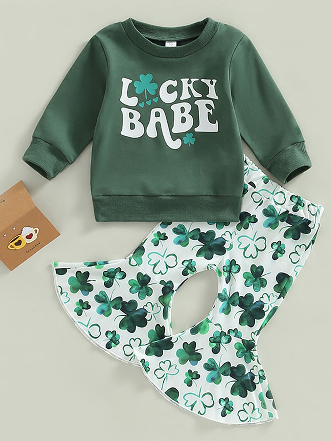 

LULU & SKY Girls Printed Long Sleeves Sweatshirt With Trouser, Green