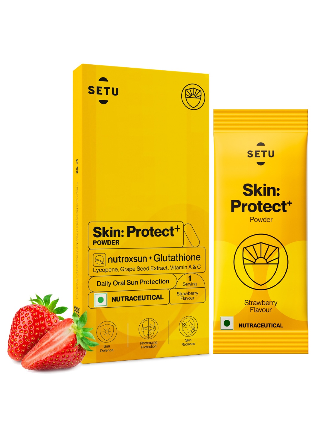 

SETU Skin Protect Powder with NutroxSun & Glutathione - 1 Serving - Strawberry, Red