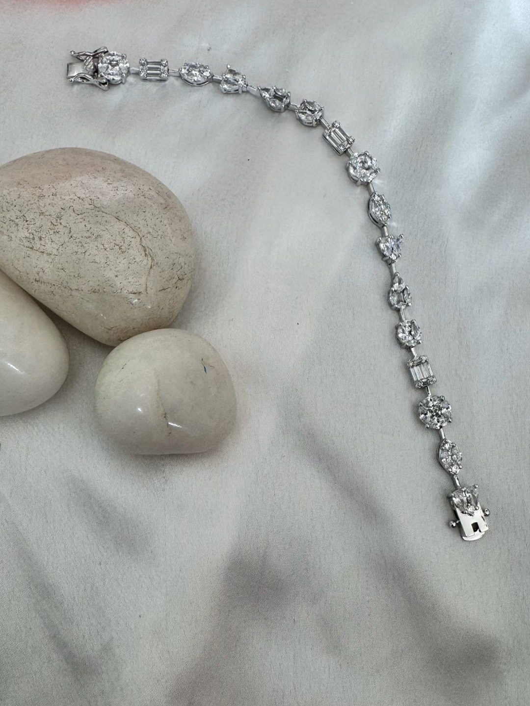 

The Jewellery Tale Silver-Plated AD-Stone Studded Wraparound Tennis Bracelet