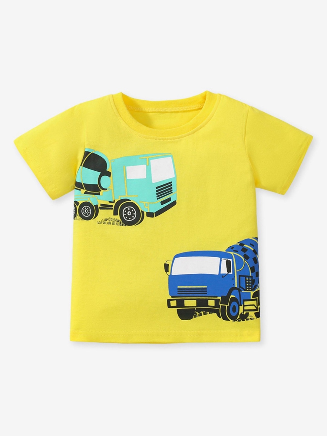 

LULU & SKY Boys Graphic Printed Round Neck Cotton T-shirt, Yellow