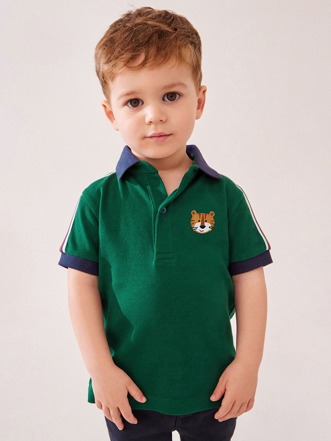 

LULU & SKY Boys Solid Polo Collar Cotton T-shirt, Green