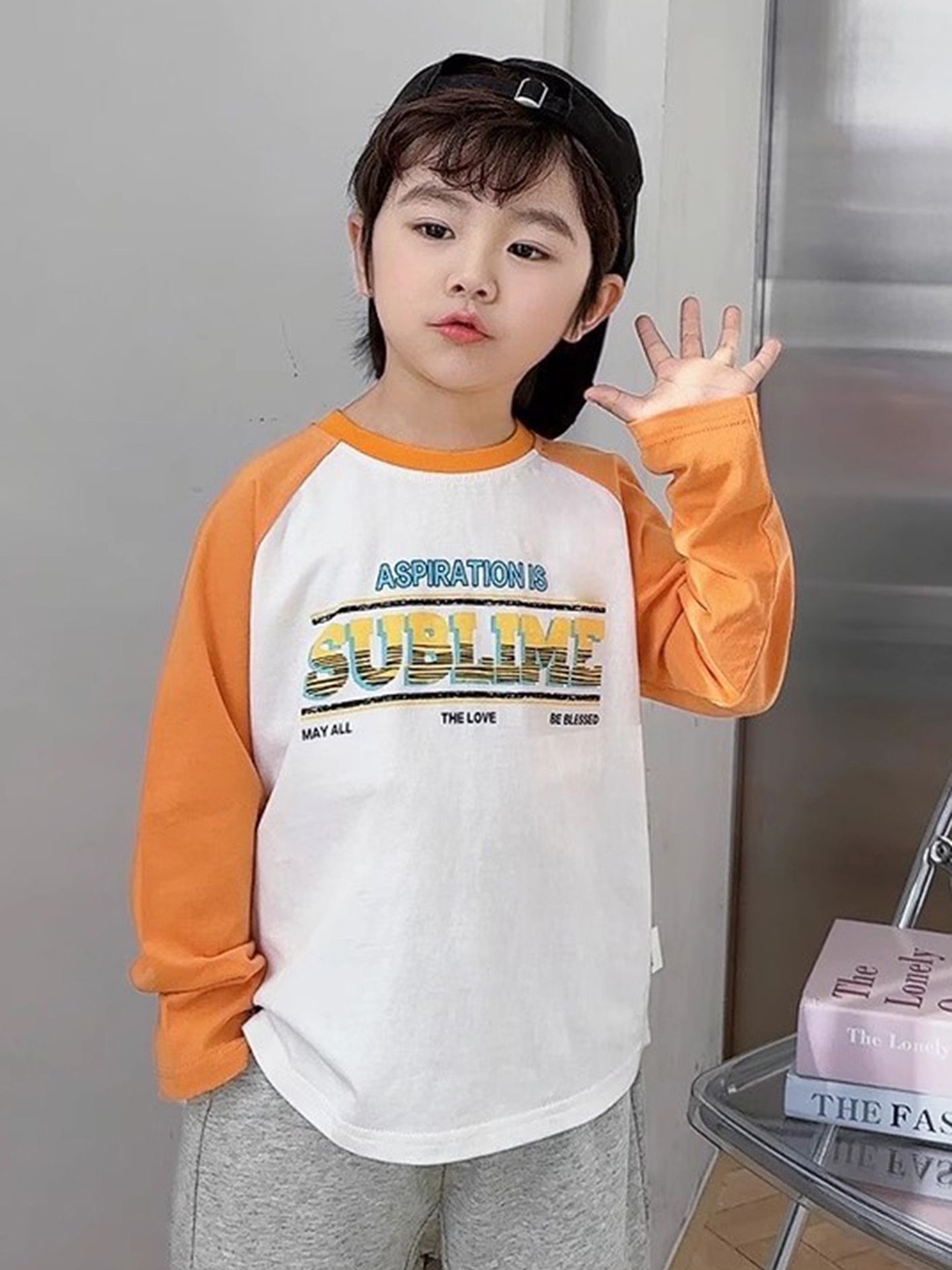 

LULU & SKY Boys Typography Printed Round Neck Cotton Relaxed Fit T-shirt, White