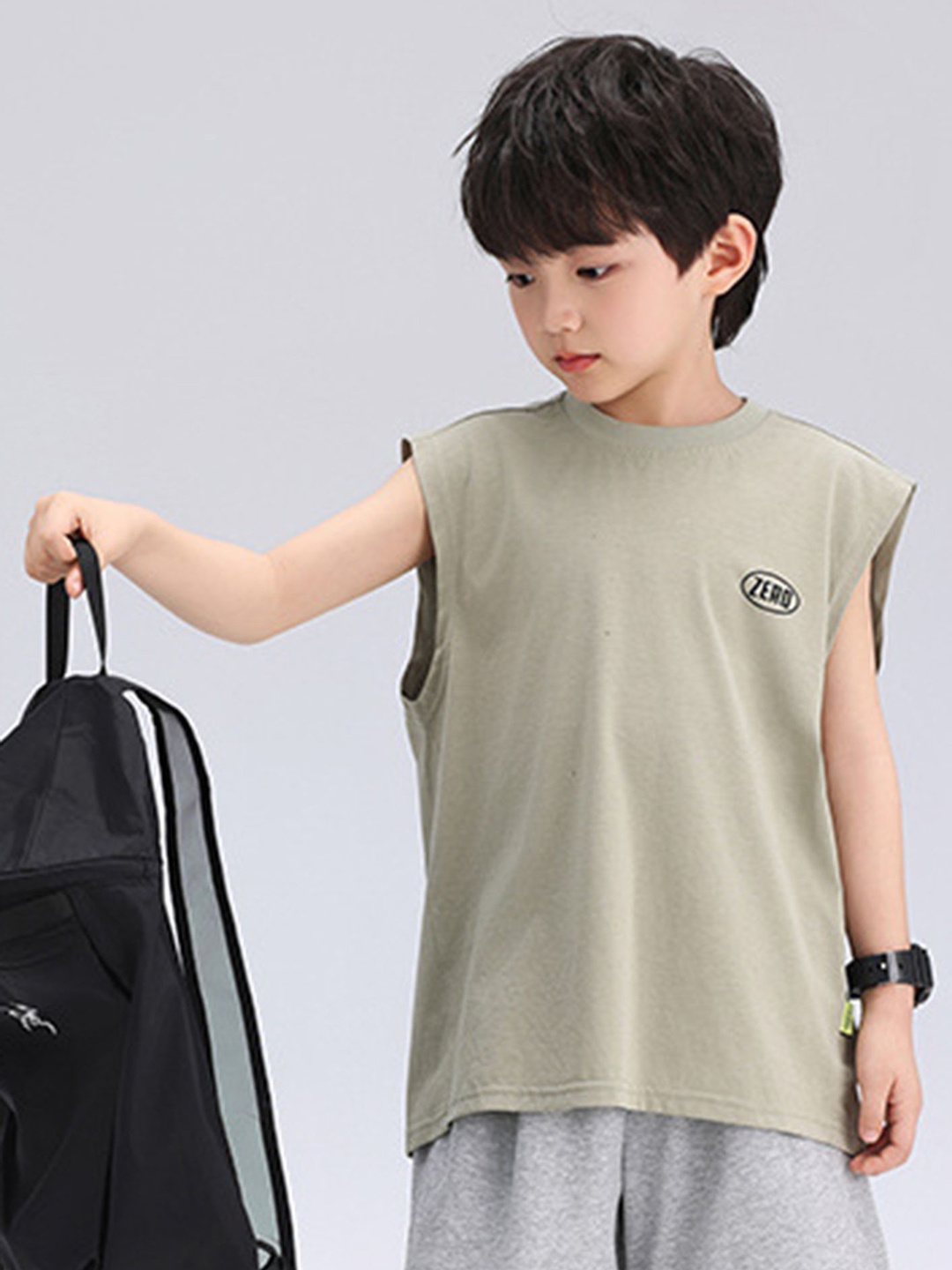 

LULU & SKY Boys Typography Printed Round Neck Cotton Relaxed Fit T-shirt, Grey