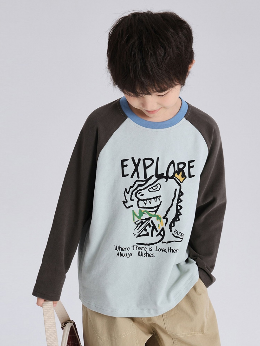 

LULU & SKY Boys Typography Printed Round Neck Cotton Relaxed Fit T-shirt, Grey