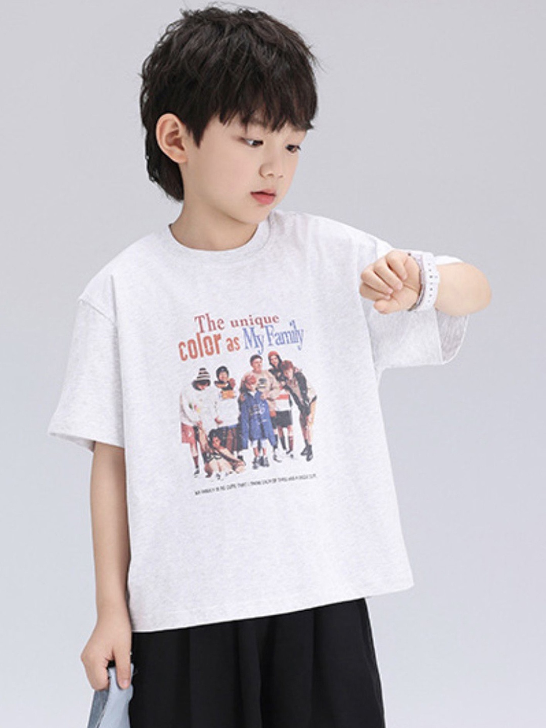 

LULU & SKY Boys Graphic Printed Round Neck Cotton T-shirt, White