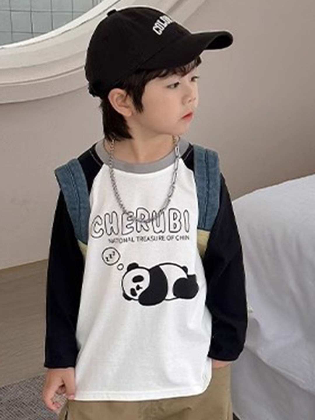 

LULU & SKY Boys Graphic Printed Round Neck Cotton T-shirt, White