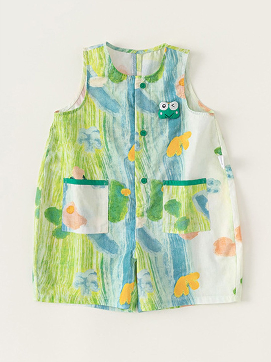 

LULU & SKY Boys Printed Cotton Playsuit, Green