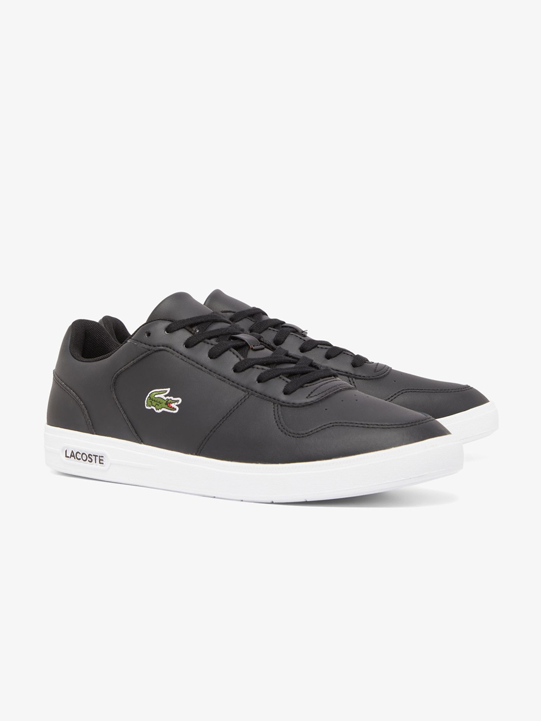 

Lacoste Men Colourblocked Round Toe Leather Sneakers, Black