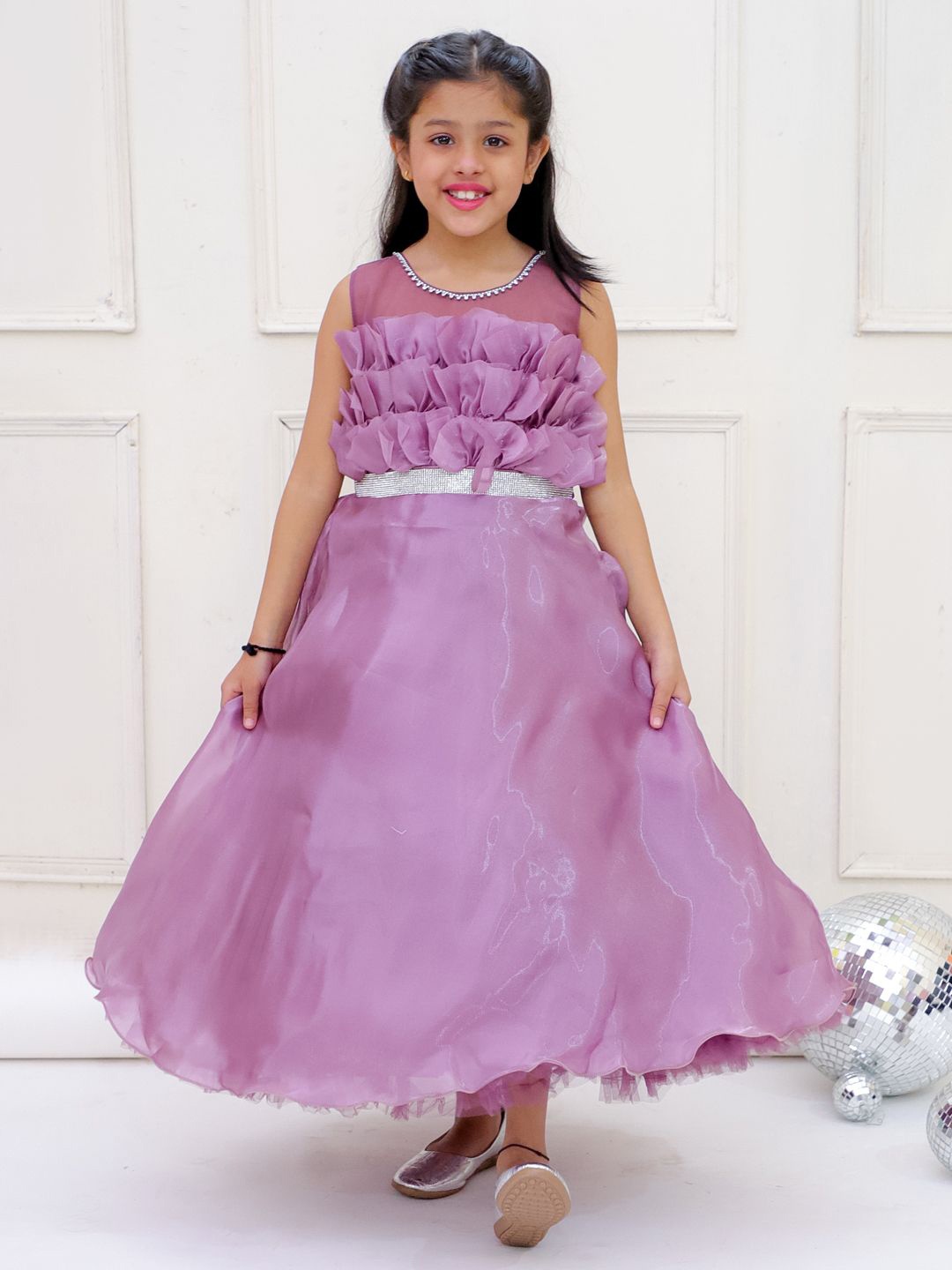 

KID1 Girls Net Fit and Flare Maxi Dress, Purple