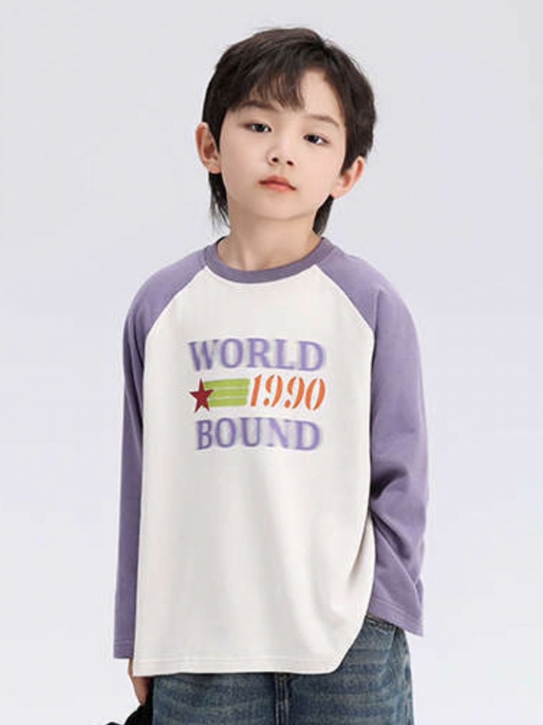 

LULU & SKY Boys Typography Printed Round Neck Cotton T-shirt, Off white