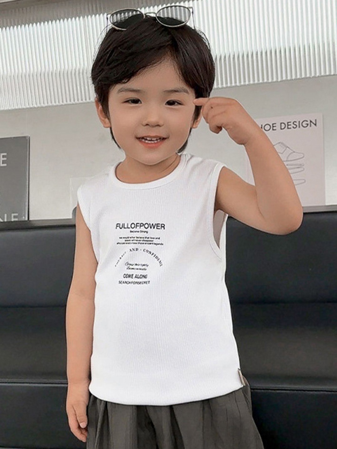 

LULU & SKY Boys Typography Printed Round Neck Cotton T-shirt, White