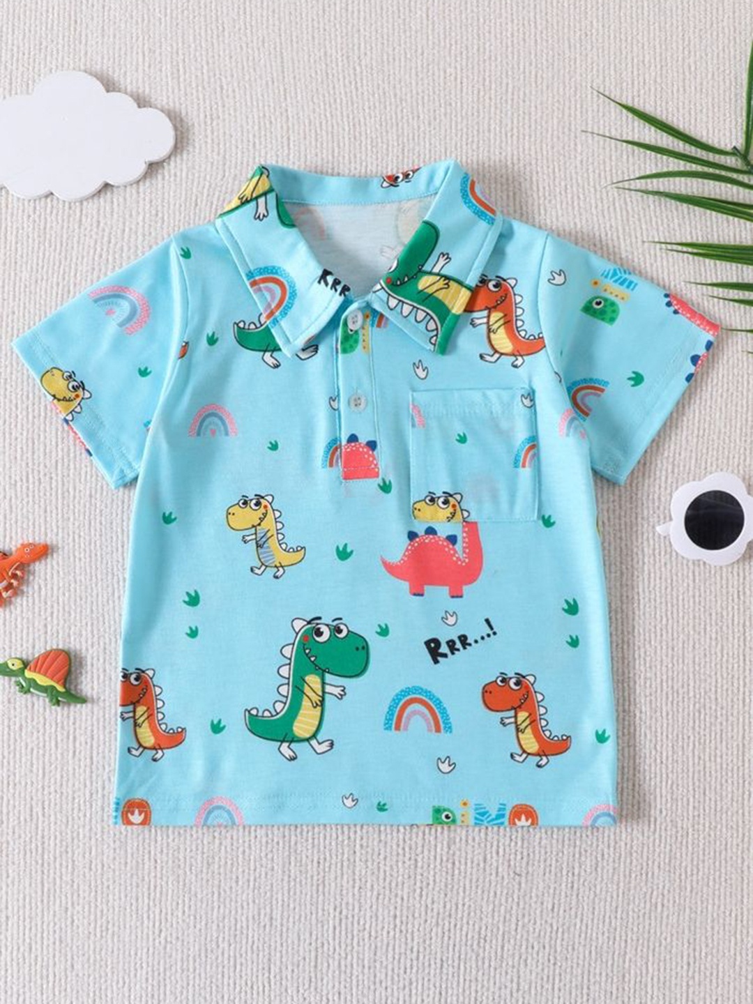 

LULU & SKY Boys Graphic Printed Polo Collar Cotton T-shirt, Blue